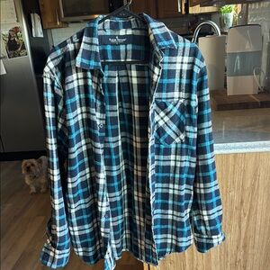 Tailor Vintage Navy and Cream Plaid Shirt